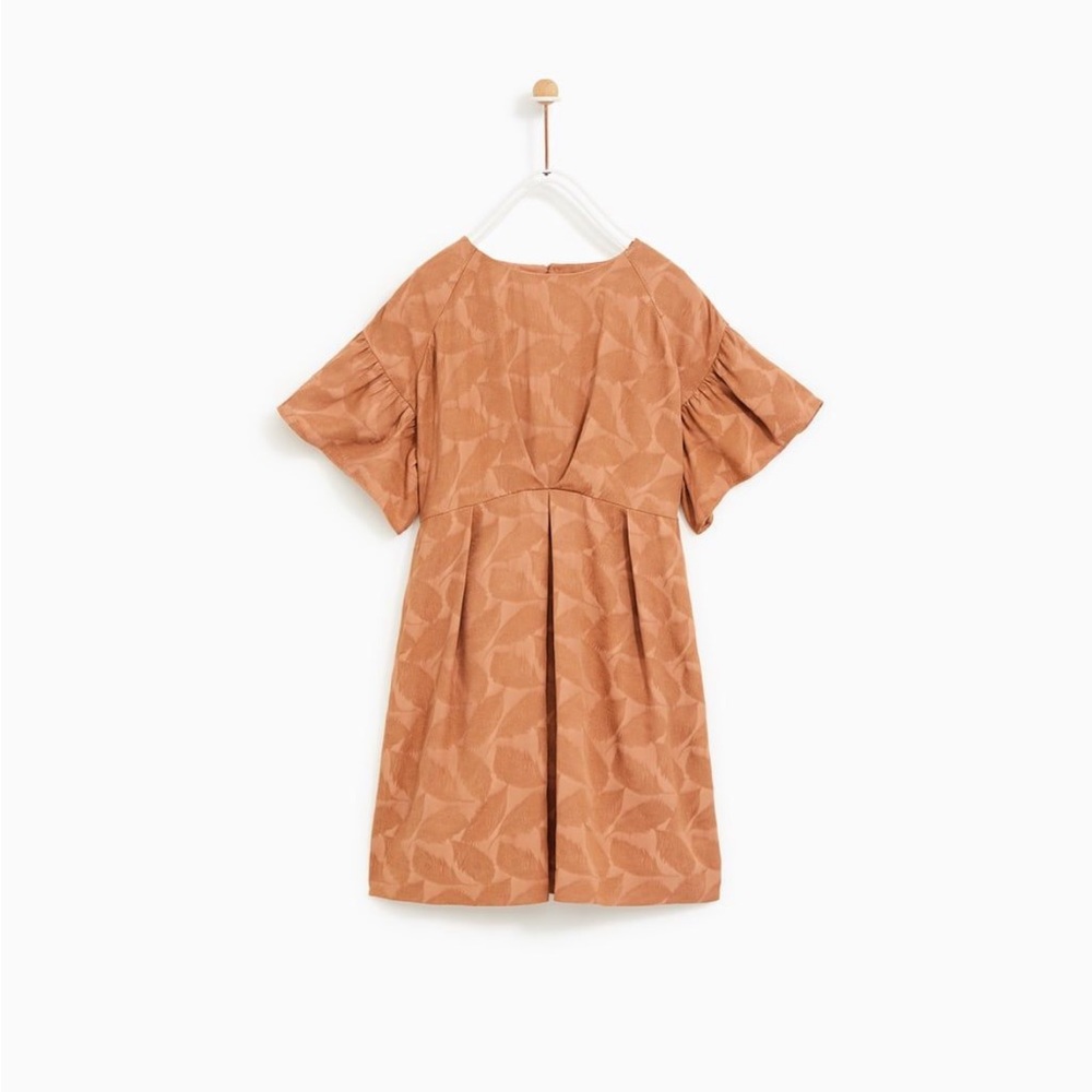 Zara || Rose Gold Metallic Leaf Embossed Boxy Dress